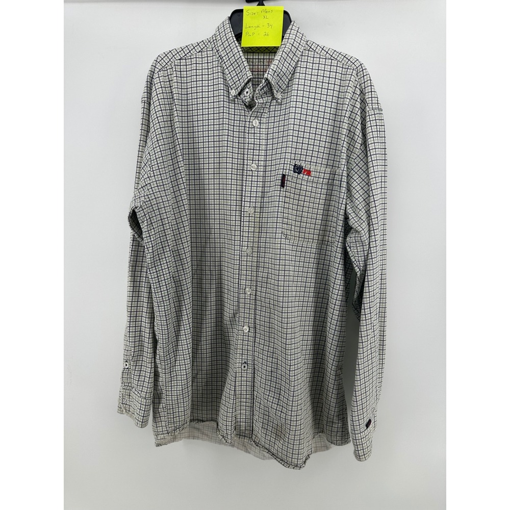 Cinch WRX Mens XL FR Flame Resistant Work Shirt HRC-2 NFPA 2112 Grid Check White